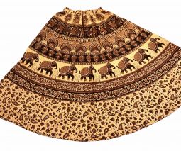 Cotton Skirt Beige Brown 35"